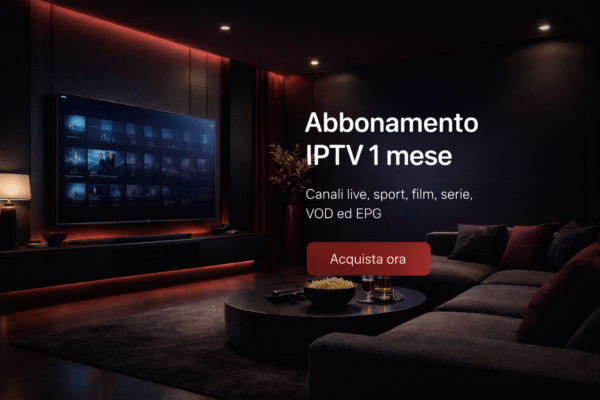 Abbonamento IPTV 1 mese con Smart TV in salotto moderno